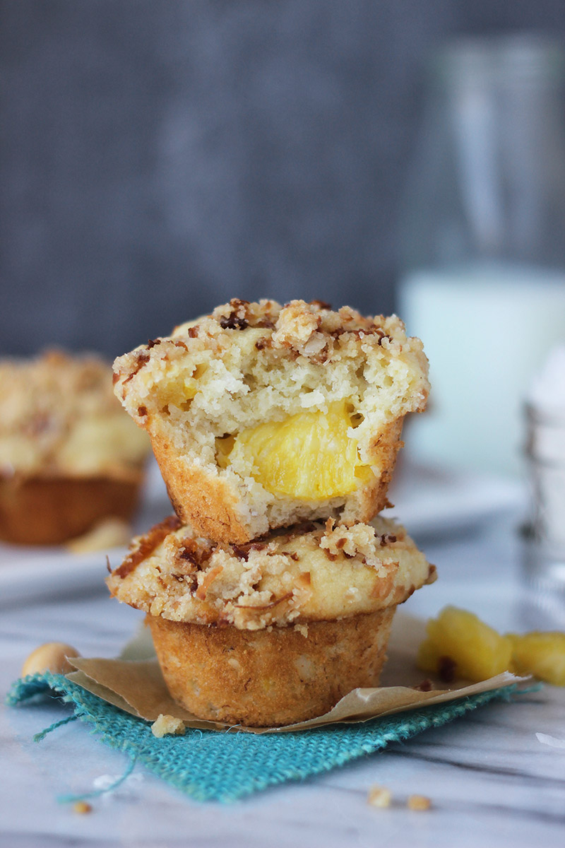 Pineapple Coconut Banana Muffins via Beyond Frosting | siftandwhisk.com