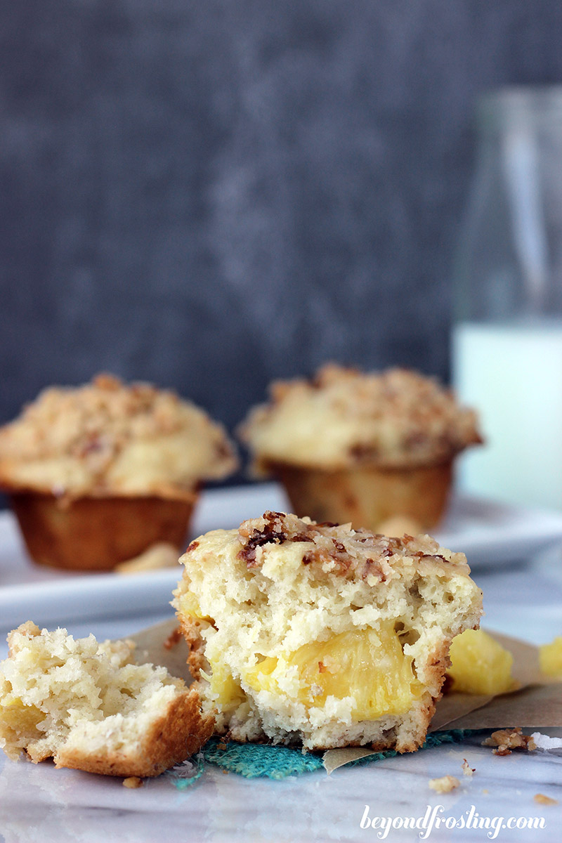 Pineapple Coconut Banana Muffins via Beyond Frosting | siftandwhisk.com