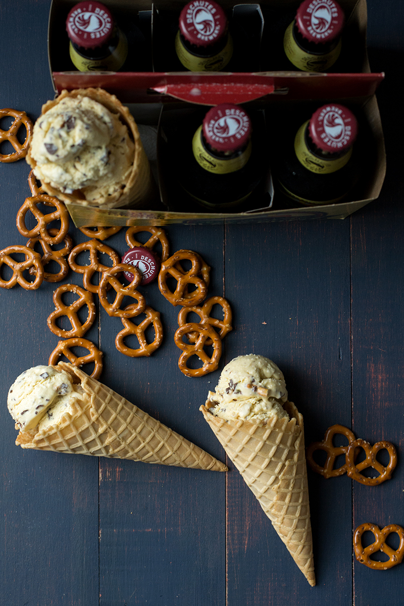 Beer & Chocolate-Covered Pretzel Ice Cream | siftandwhisk.com