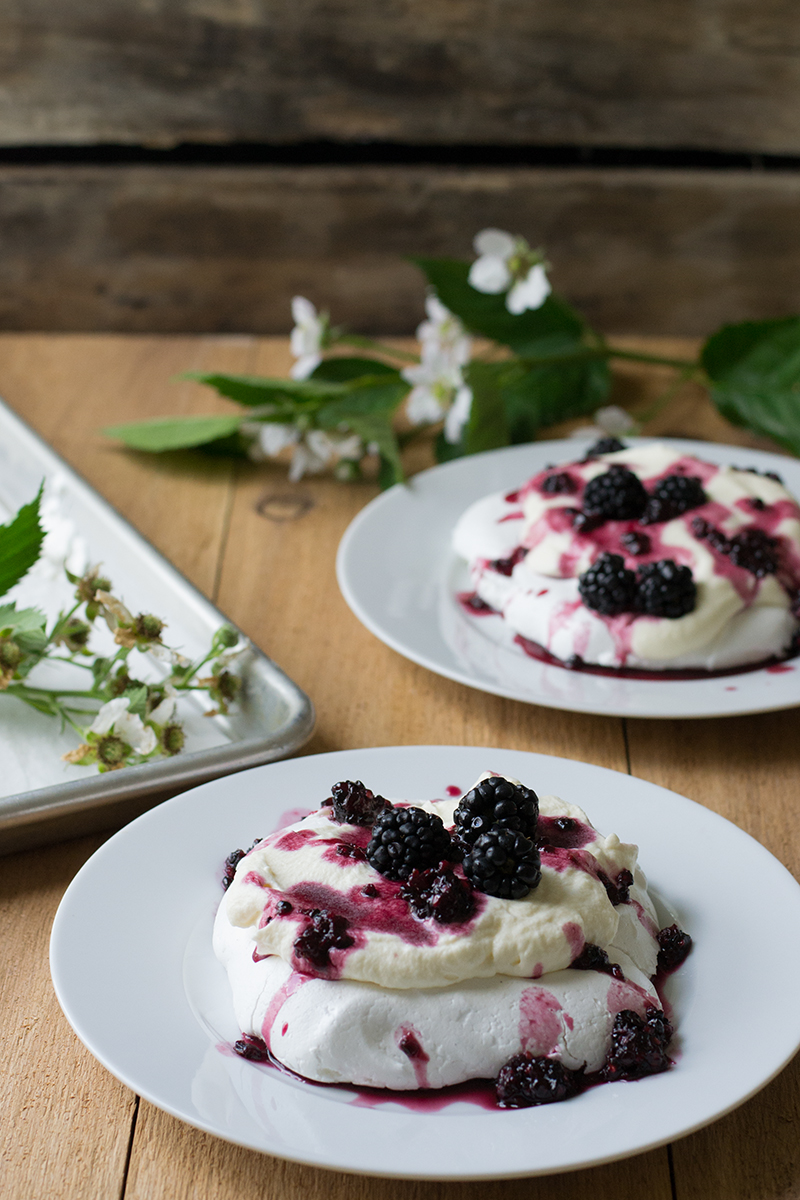 Blackberry Honey Pavlovas | siftandwhisk.com