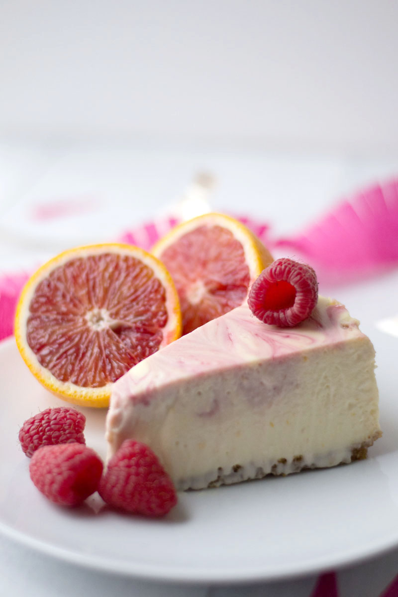 Blood Orange & Raspberry Cheesecake via Sift & Whisk