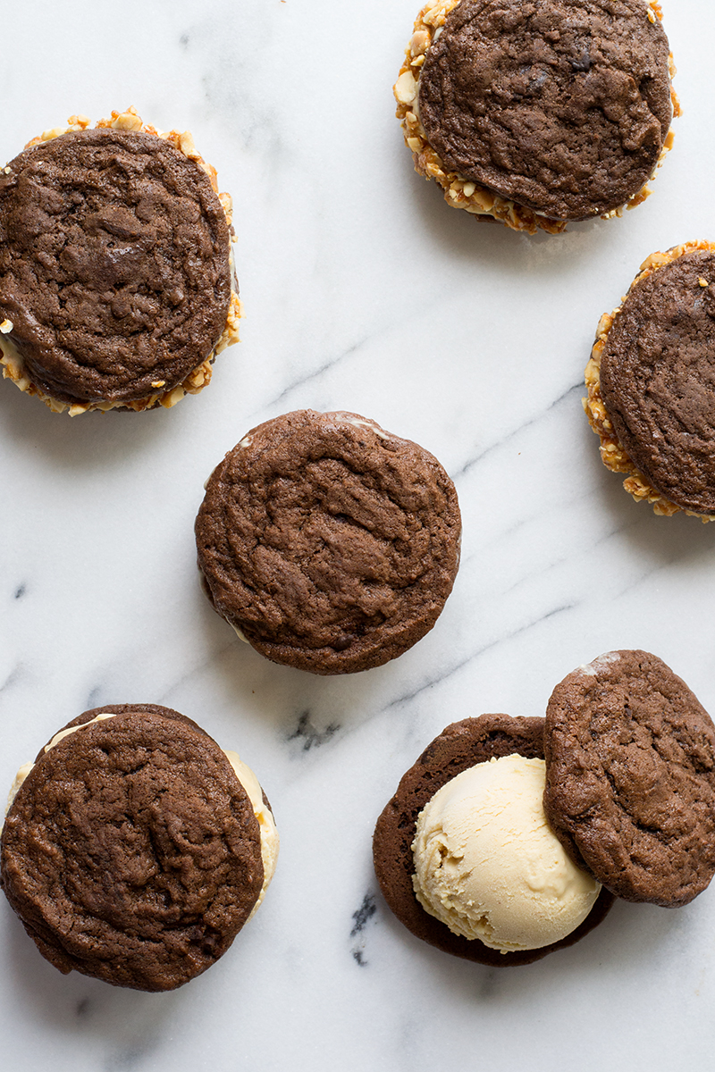 Chocolate & Spicy Peanut Butter Ice Cream Sandwiches | siftandwhisk.com