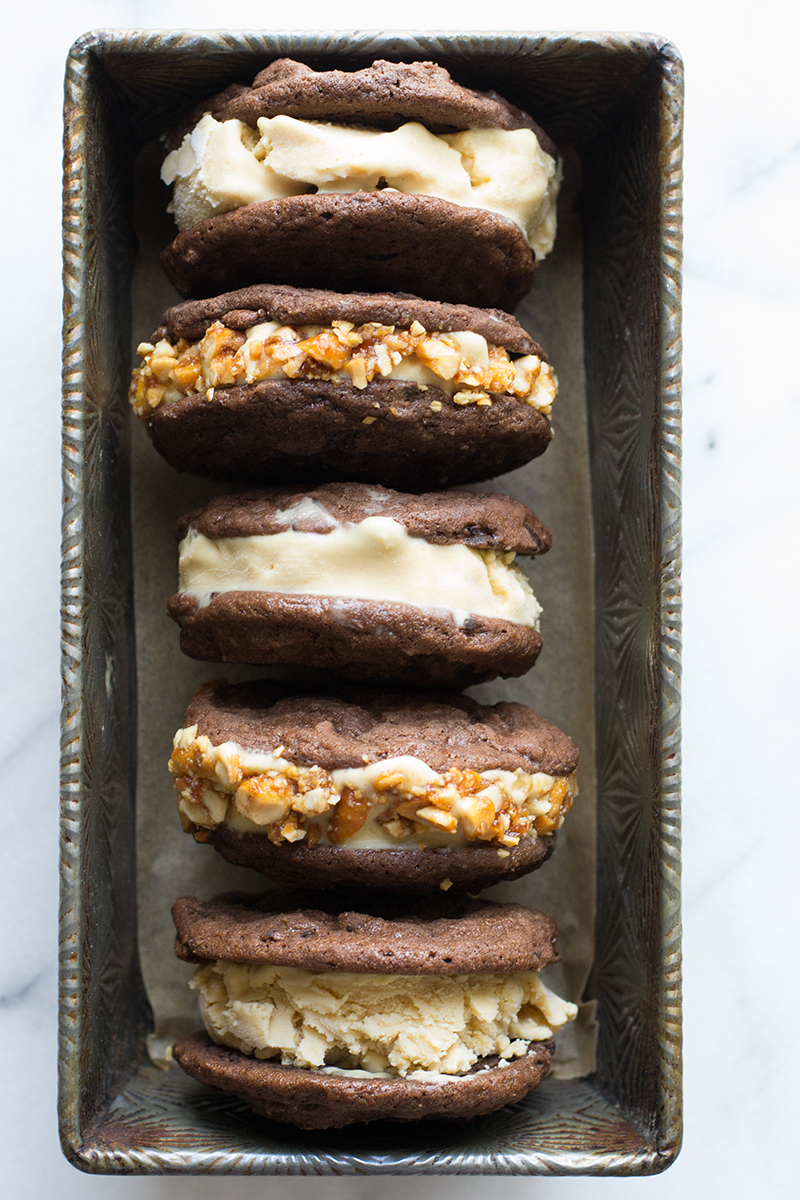 Chocolate & Spicy Peanut Butter Ice Cream Sandwiches | siftandwhisk.com