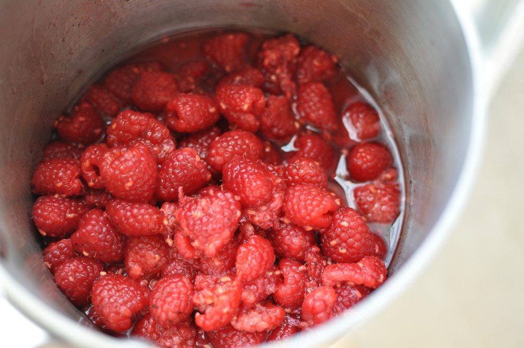 Raspberries simmering