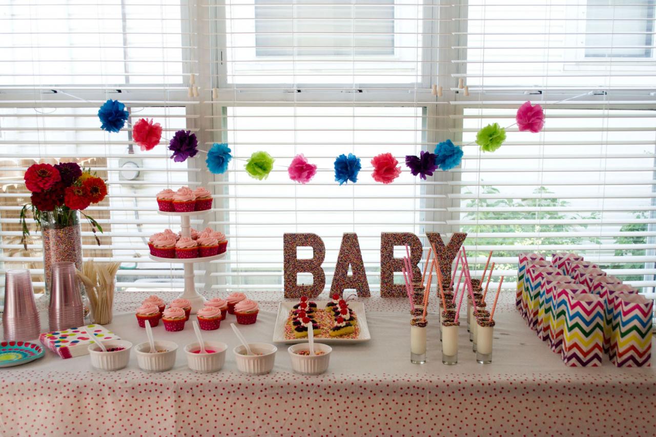 Homemade Funfetti Cupcakes & Sprinkle Themed Baby Sprinkle via Sift & Whisk