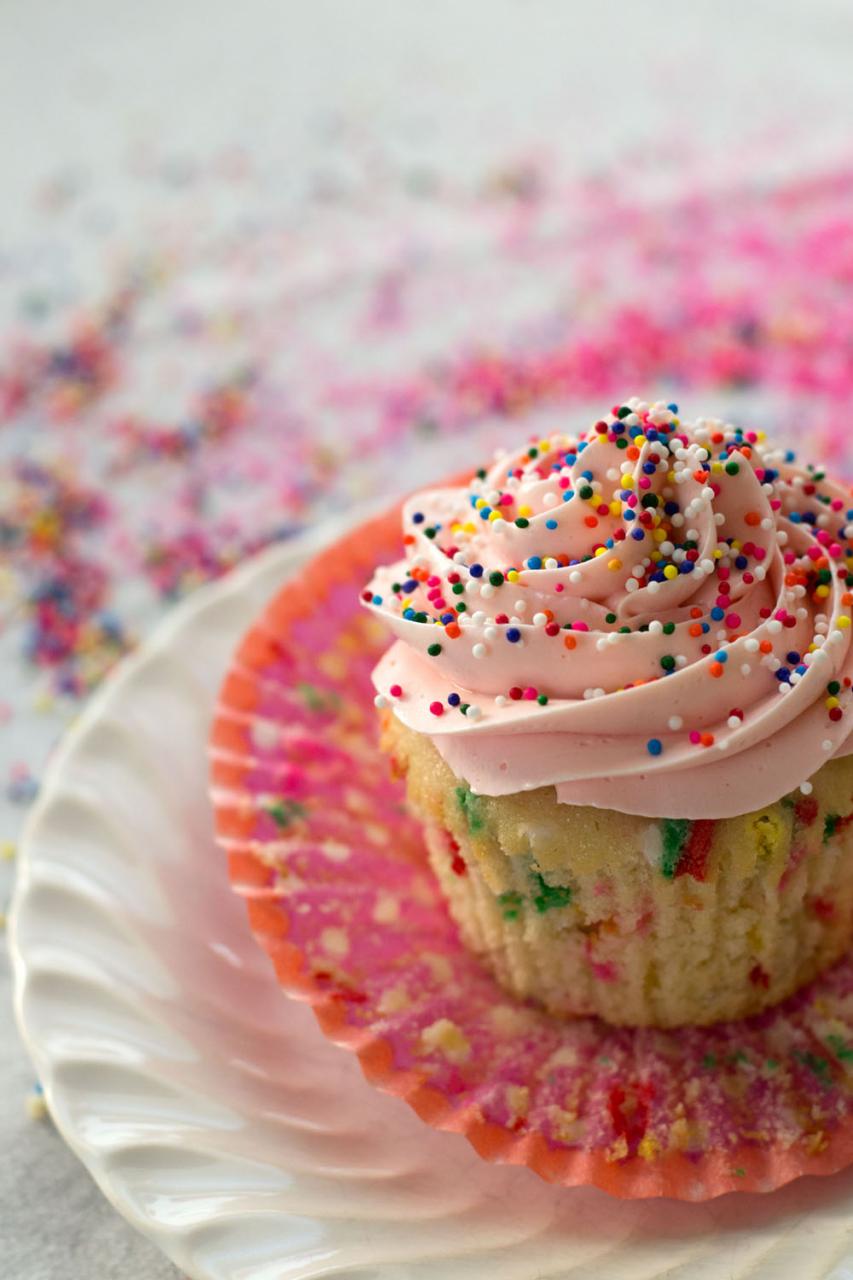 Homemade Funfetti Cupcakes & Sprinkle Themed Baby Sprinkle via Sift & Whisk