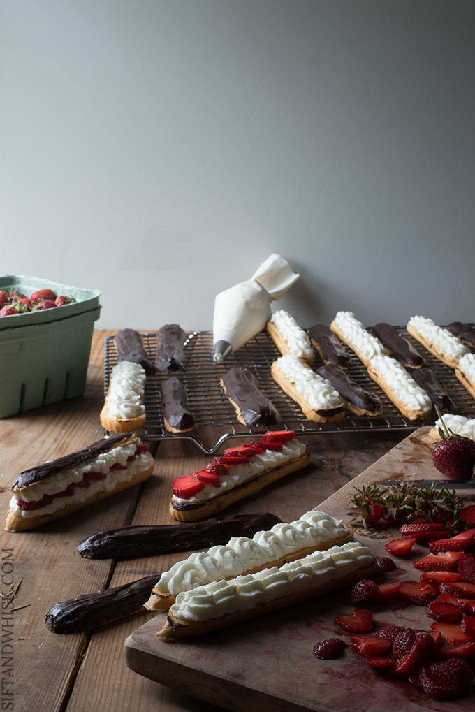 Strawberry Shortcake Éclairs | siftandwhisk.com