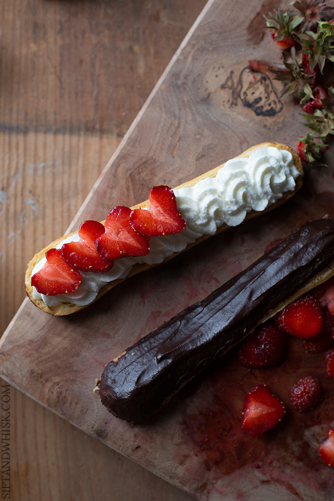 Strawberry Shortcake Éclairs | siftandwhisk.com