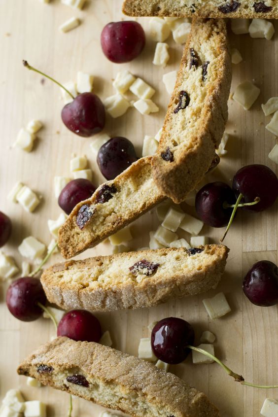 Cherry White Chocolate Biscotti via Sift & Whisk