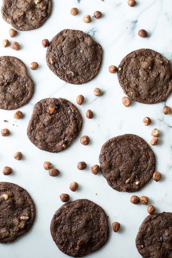 Chocolate Nutella Chip & Hazelnut Cookies | siftandwhisk.com