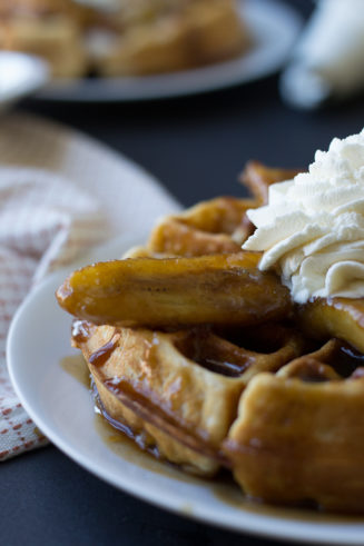 Bananas Foster Waffles via Sift & Whisk